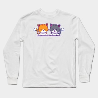 Cute Cat Couple Friend (2) Long Sleeve T-Shirt